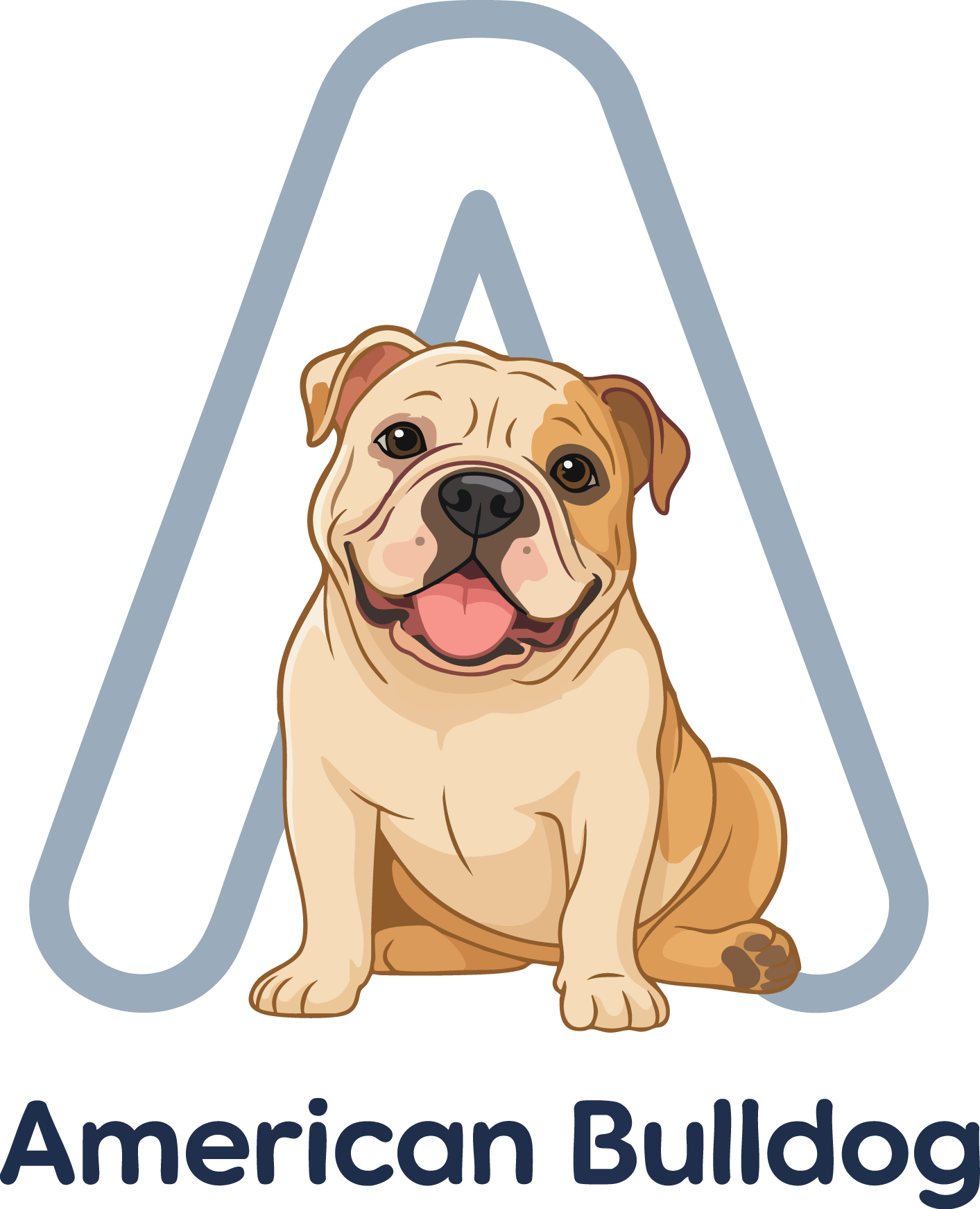 American Bulldog Dog Breed Alphabet PNG