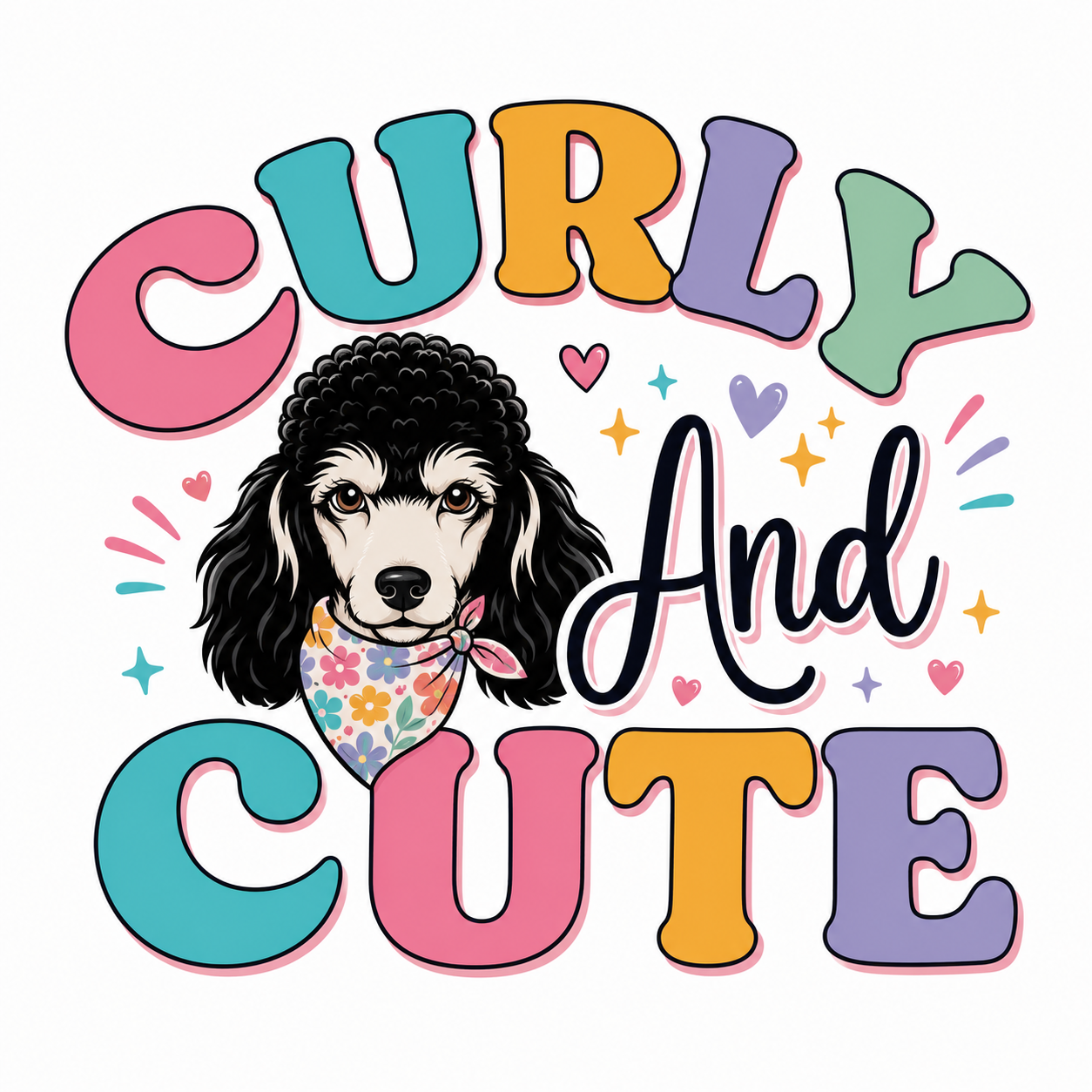 Curly And Cute Poodle T-shirt Design