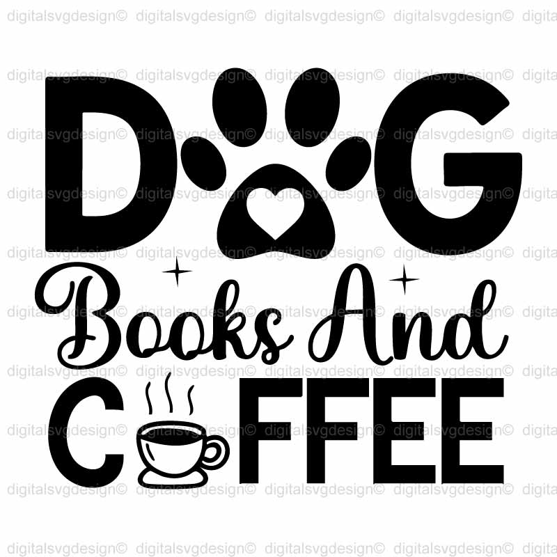 Dog Books And Coffee SVG