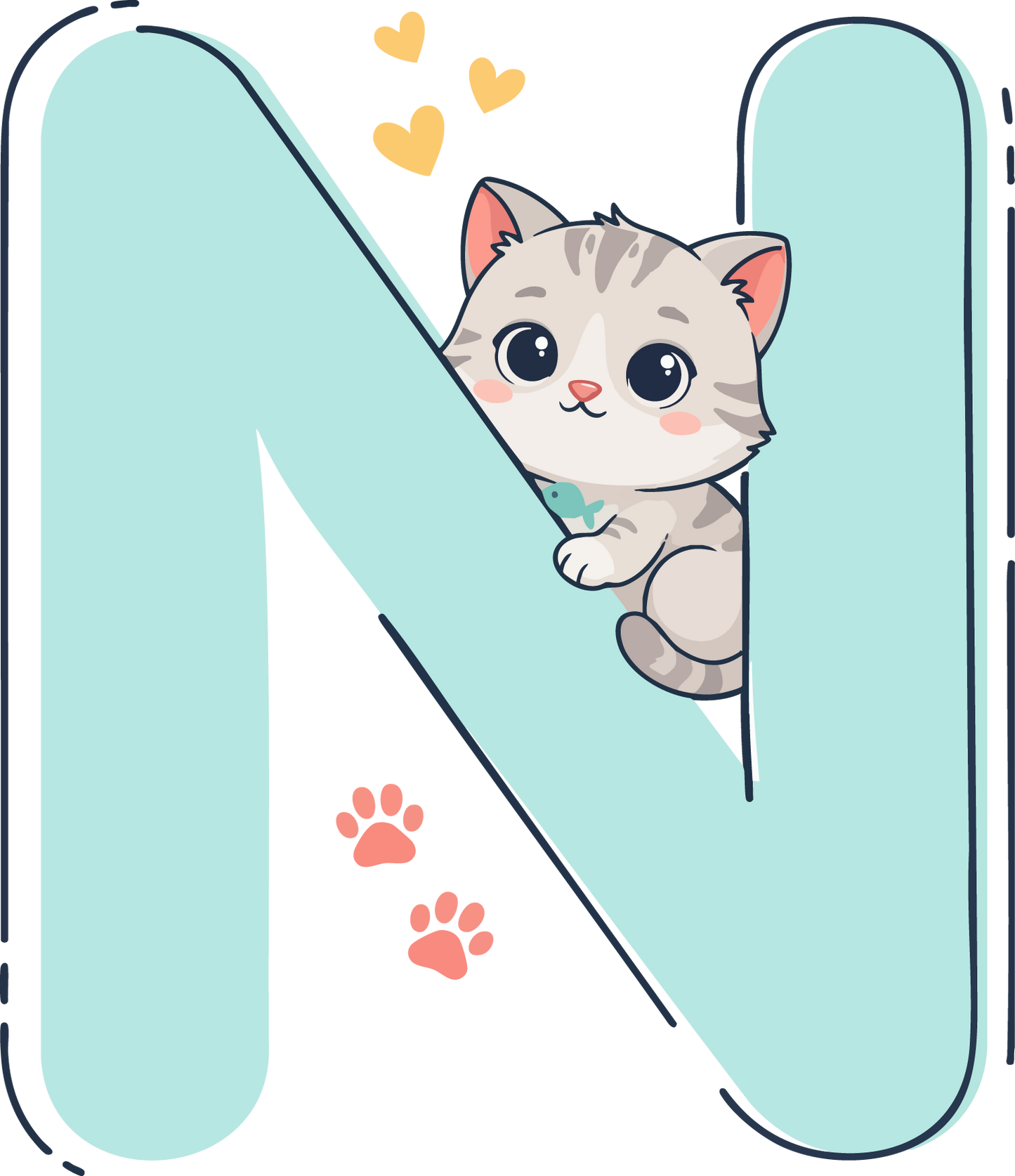 N Cat Theme Clip Art Alphabet PNG