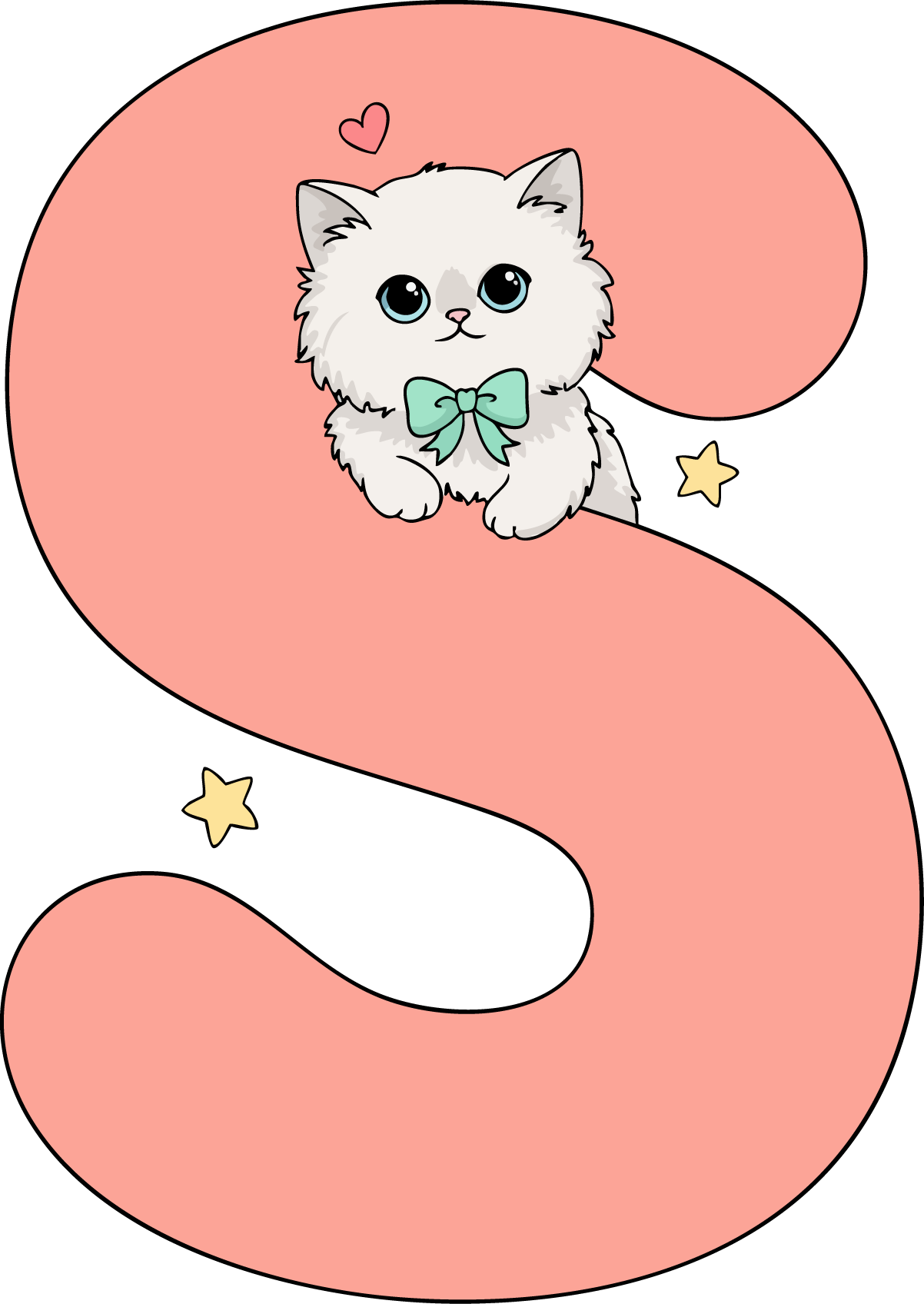 S Cat Theme Clip Art Alphabet PNG
