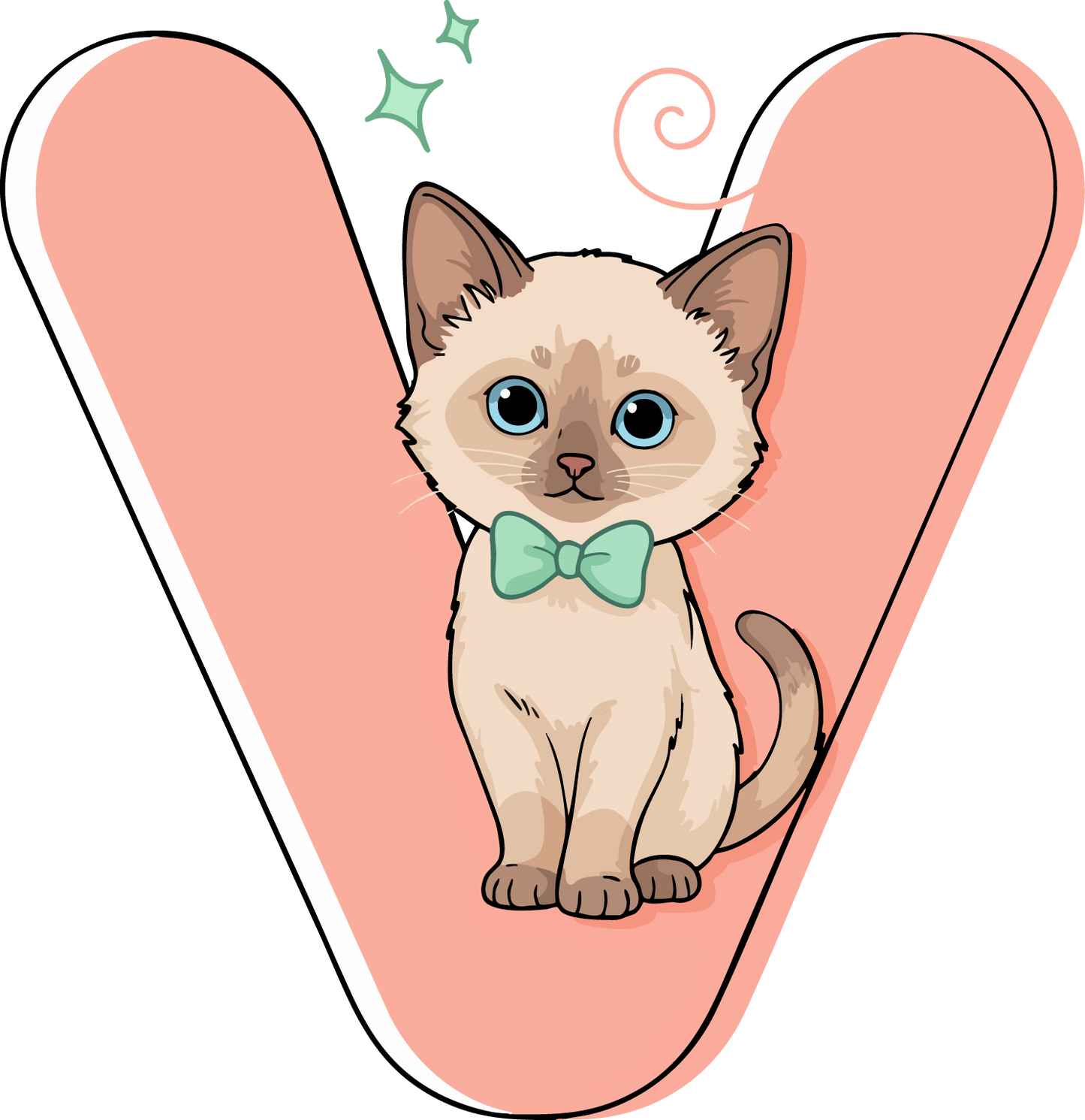 V Cat Theme Clip Art Alphabet PNG