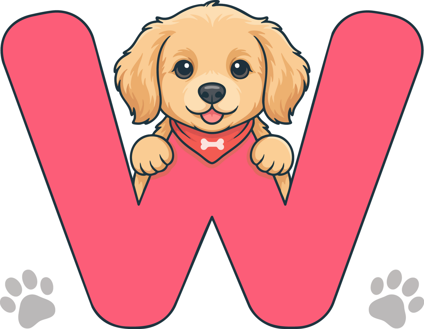 W Dog Theme Clip Art Alphabet PNG