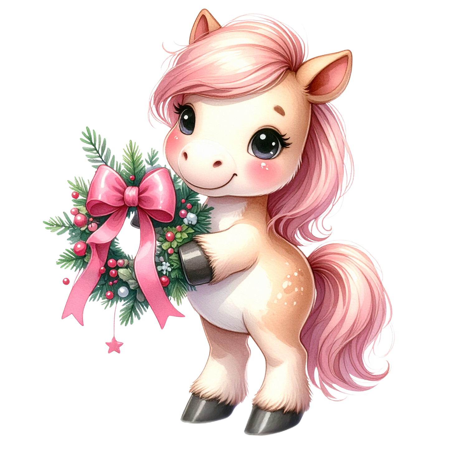 Watercolor Christmas Animals Clipart PNG 15