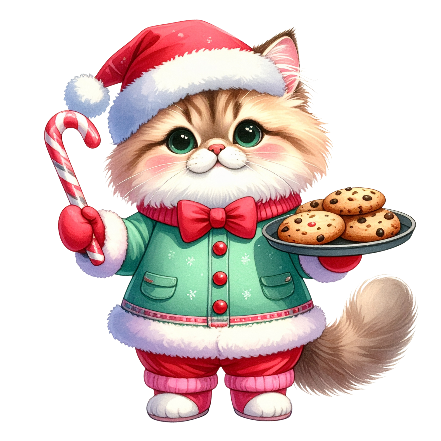 Watercolor Christmas Animals Clipart PNG 7