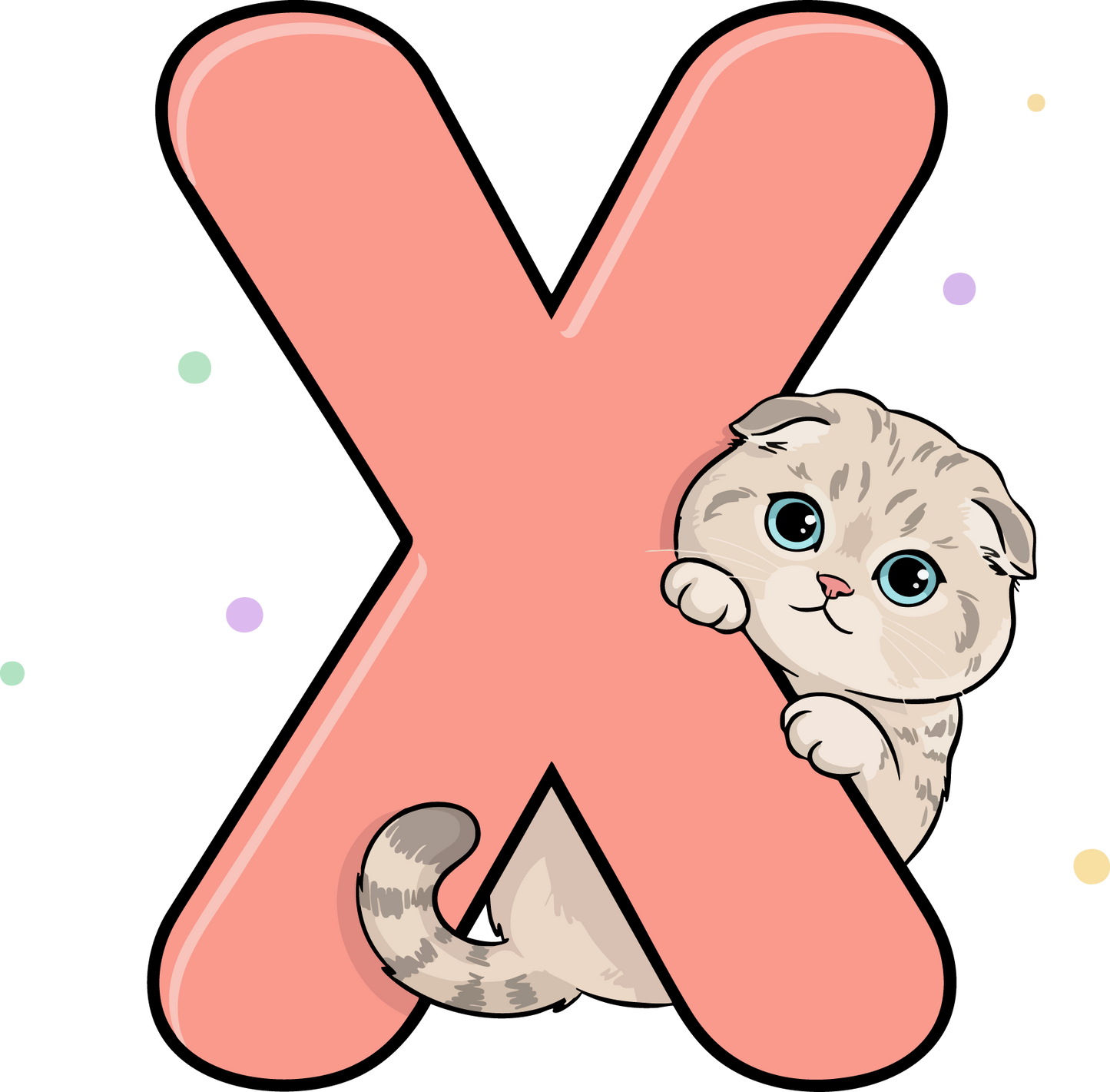 X Cat Theme Clip Art Alphabet PNG
