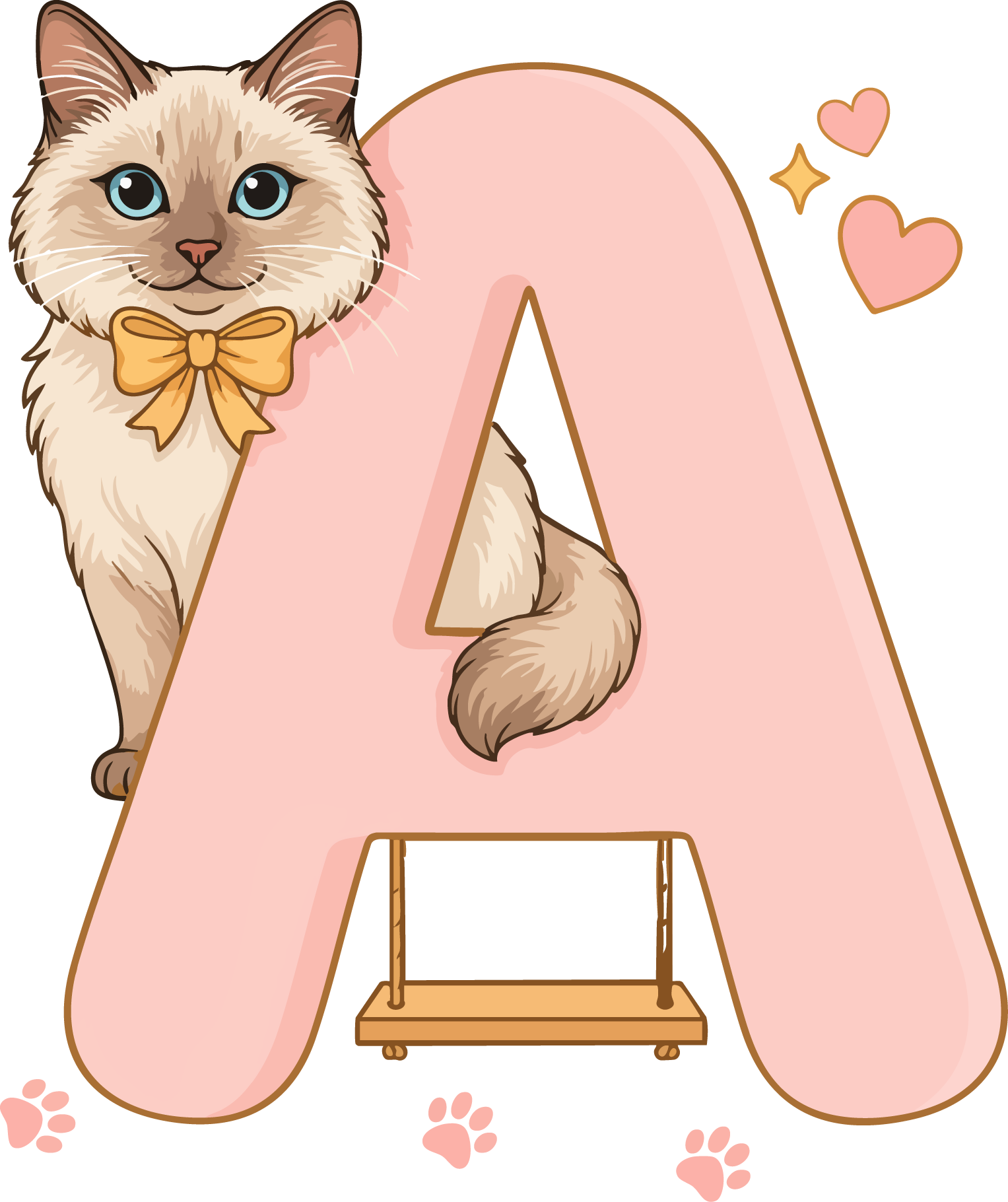 A Cat Theme Clip Art Alphabet PNG