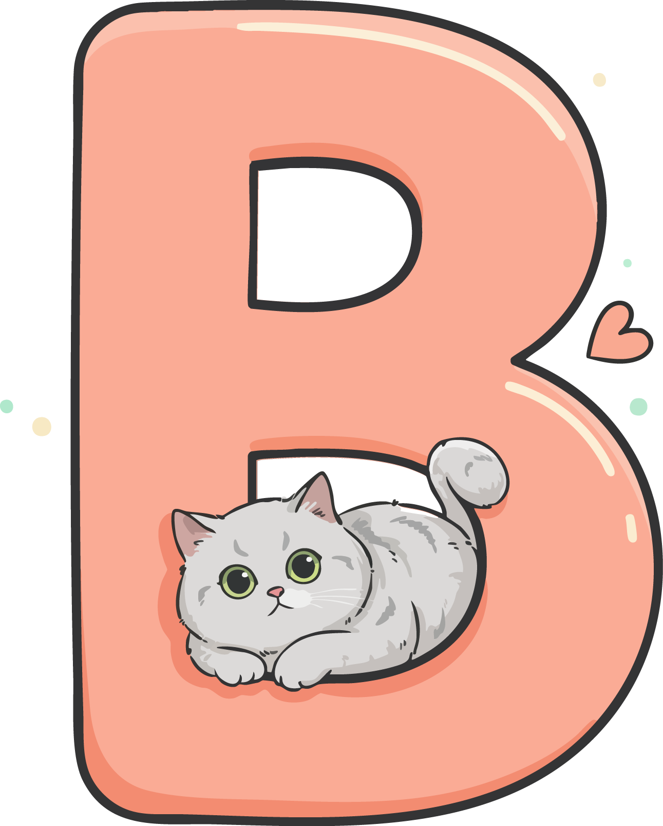 B Cat Theme Clip Art Alphabet PNG