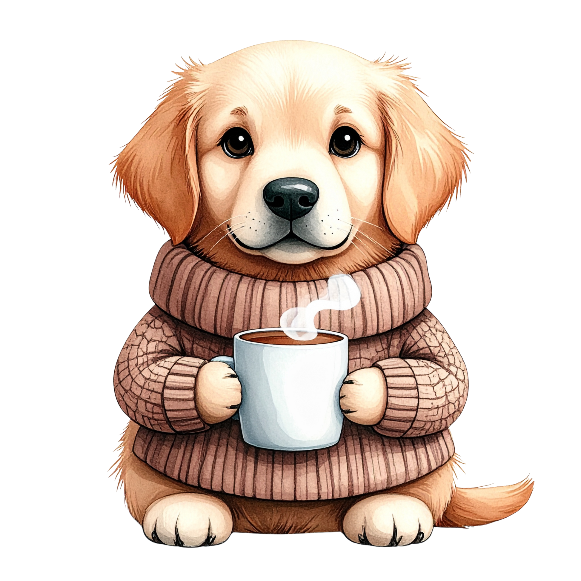 Cute Puppy in Sweater PNG 1
