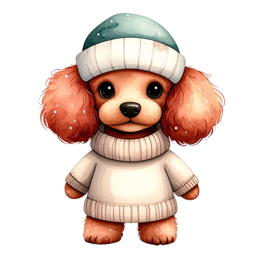 Cute Puppy in Sweater PNG 13