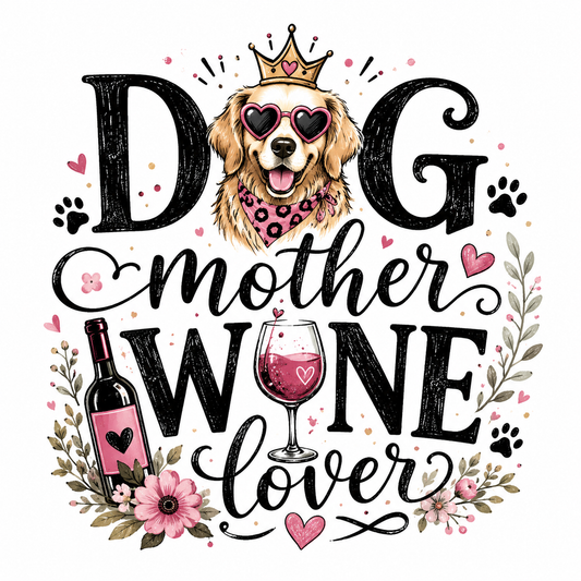 Dog Mother Wine Lover T-shirt Design