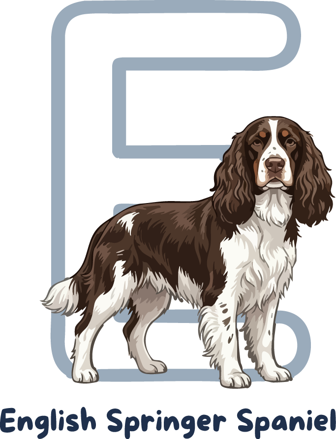 English Springer Spaniel Dog Breed Alphabet PNG