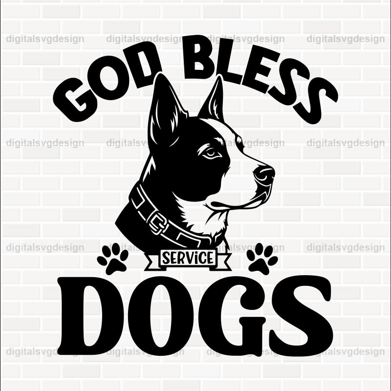 God Bless Service Dogs SVG