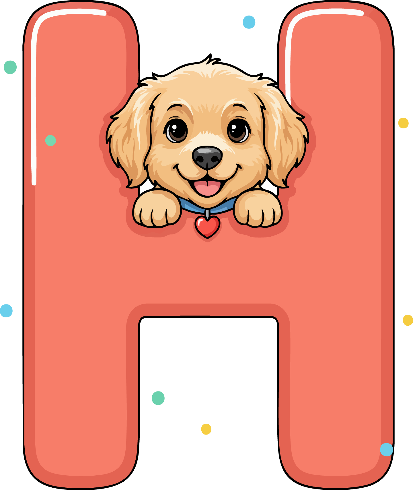 H Dog Theme Clip Art Alphabet PNG