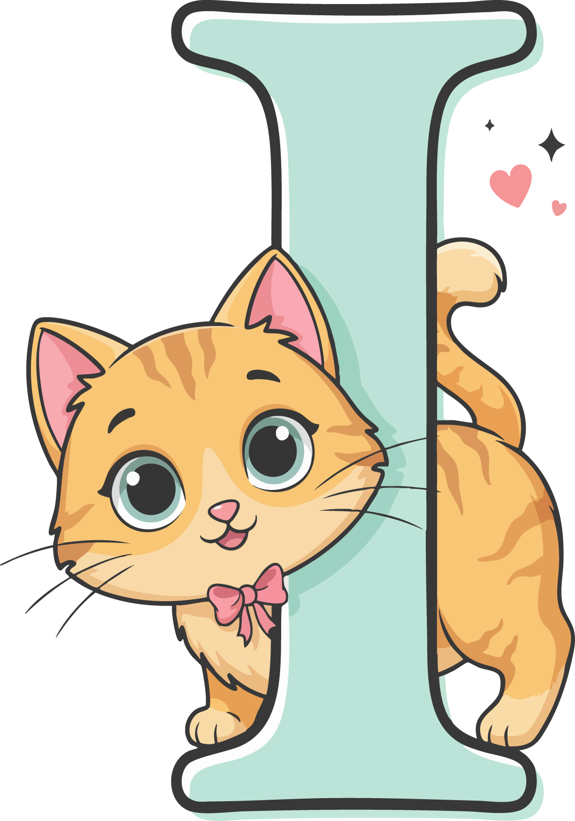 I Cat Theme Clip Art Alphabet PNG