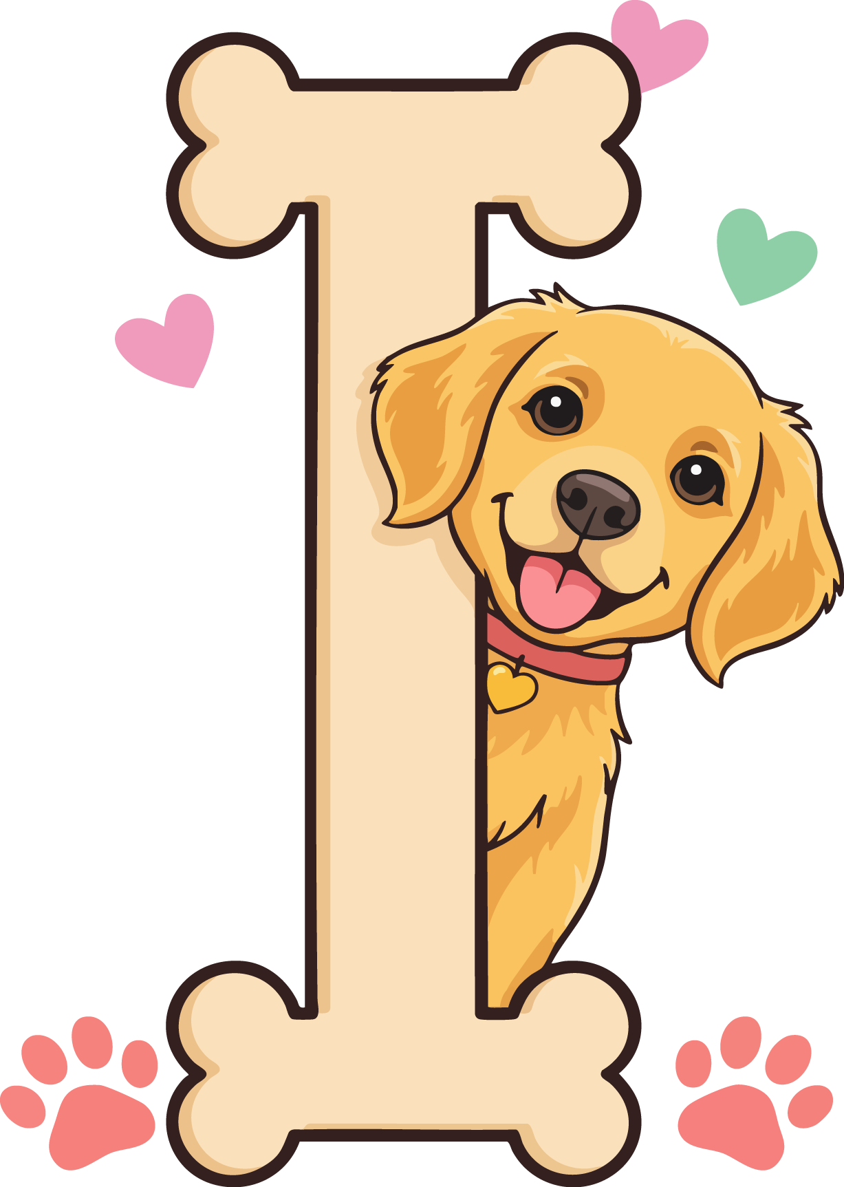 I Dog Theme Clip Art Alphabet PNG