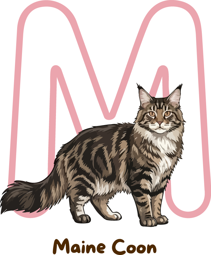 Maine Coon Cat Breed Alphabet PNG