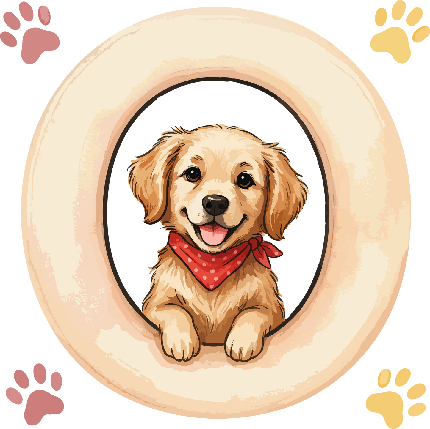 O Dog Theme Watercolor Alphabet PNG