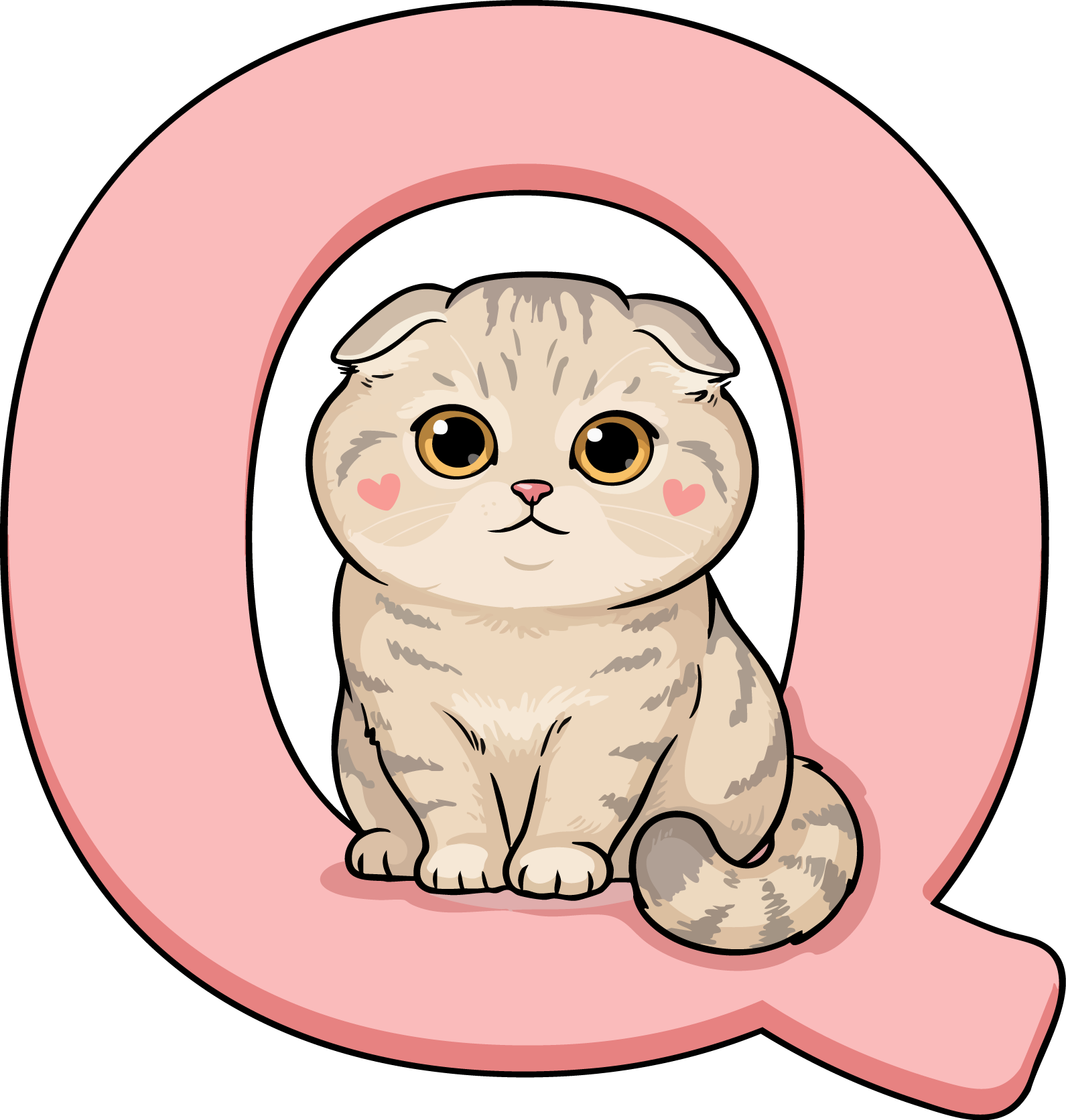 Q Cat Theme Clip Art Alphabet PNG