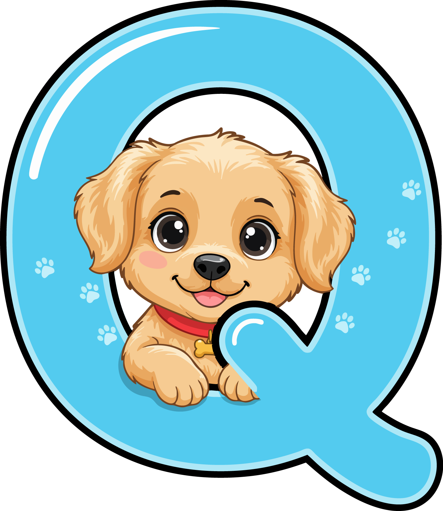 Q Dog Theme Clip Art Alphabet PNG