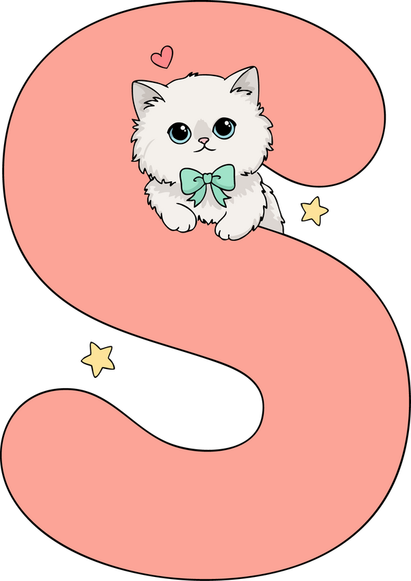 S Cat Theme Clip Art Alphabet PNG