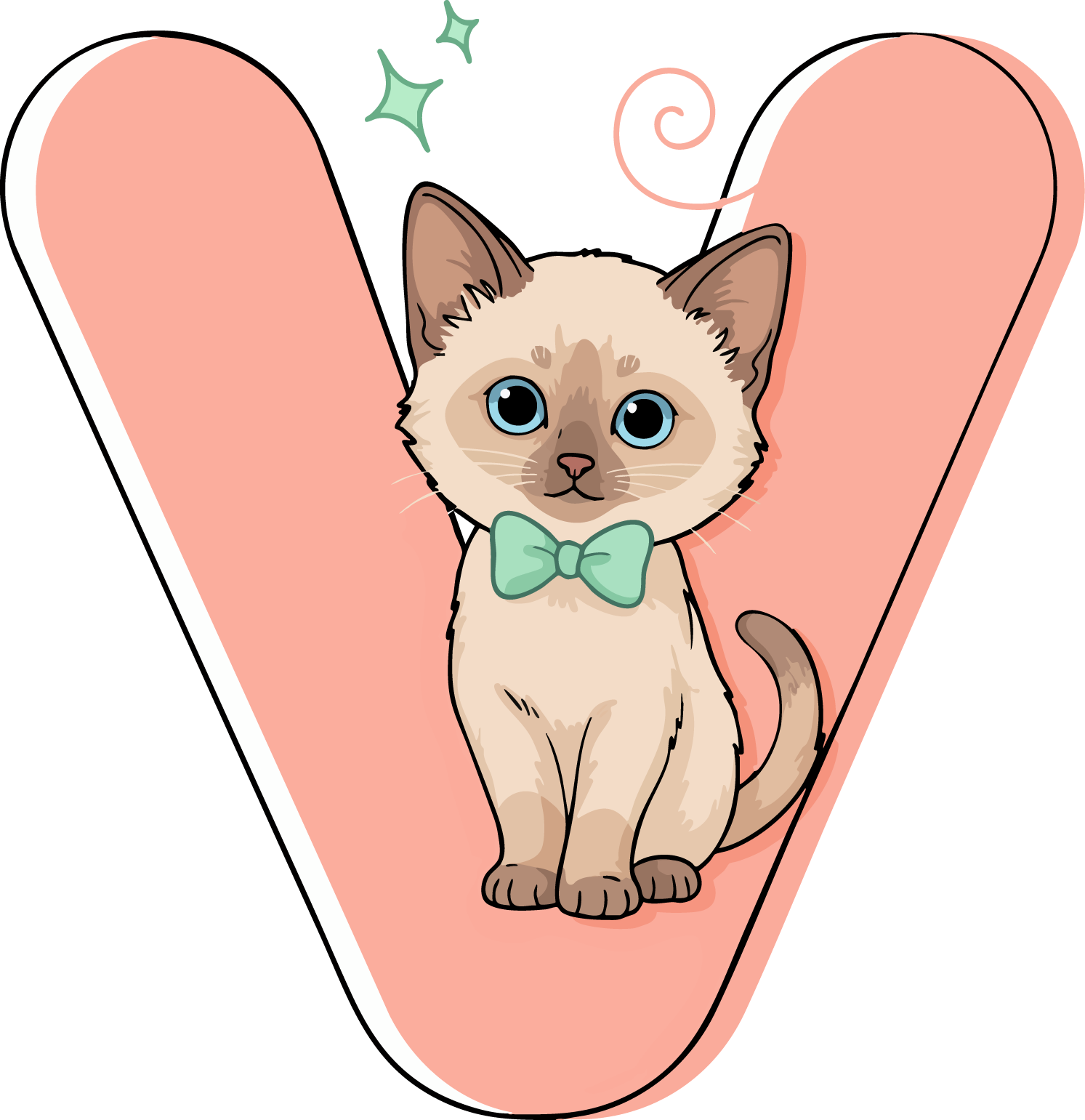 V Cat Theme Clip Art Alphabet PNG