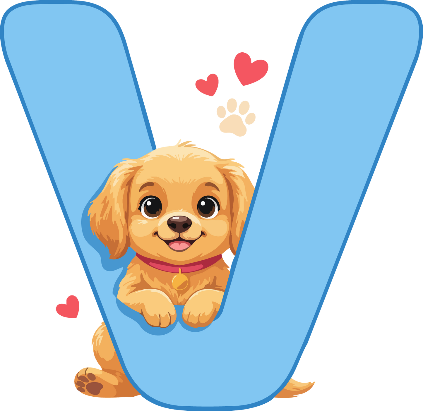 V Dog Theme Clip Art Alphabet PNG
