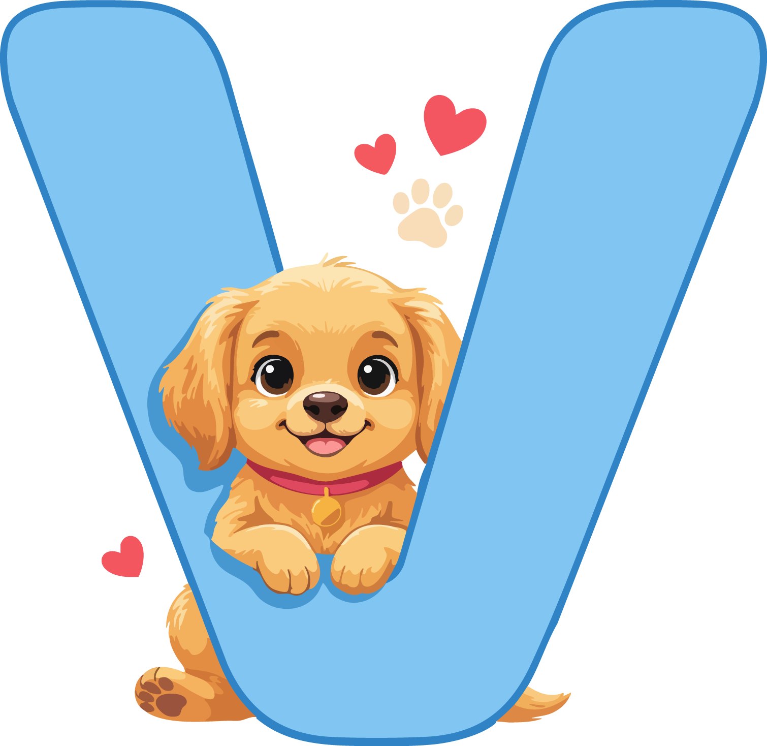 V Dog Theme Clip Art Alphabet PNG