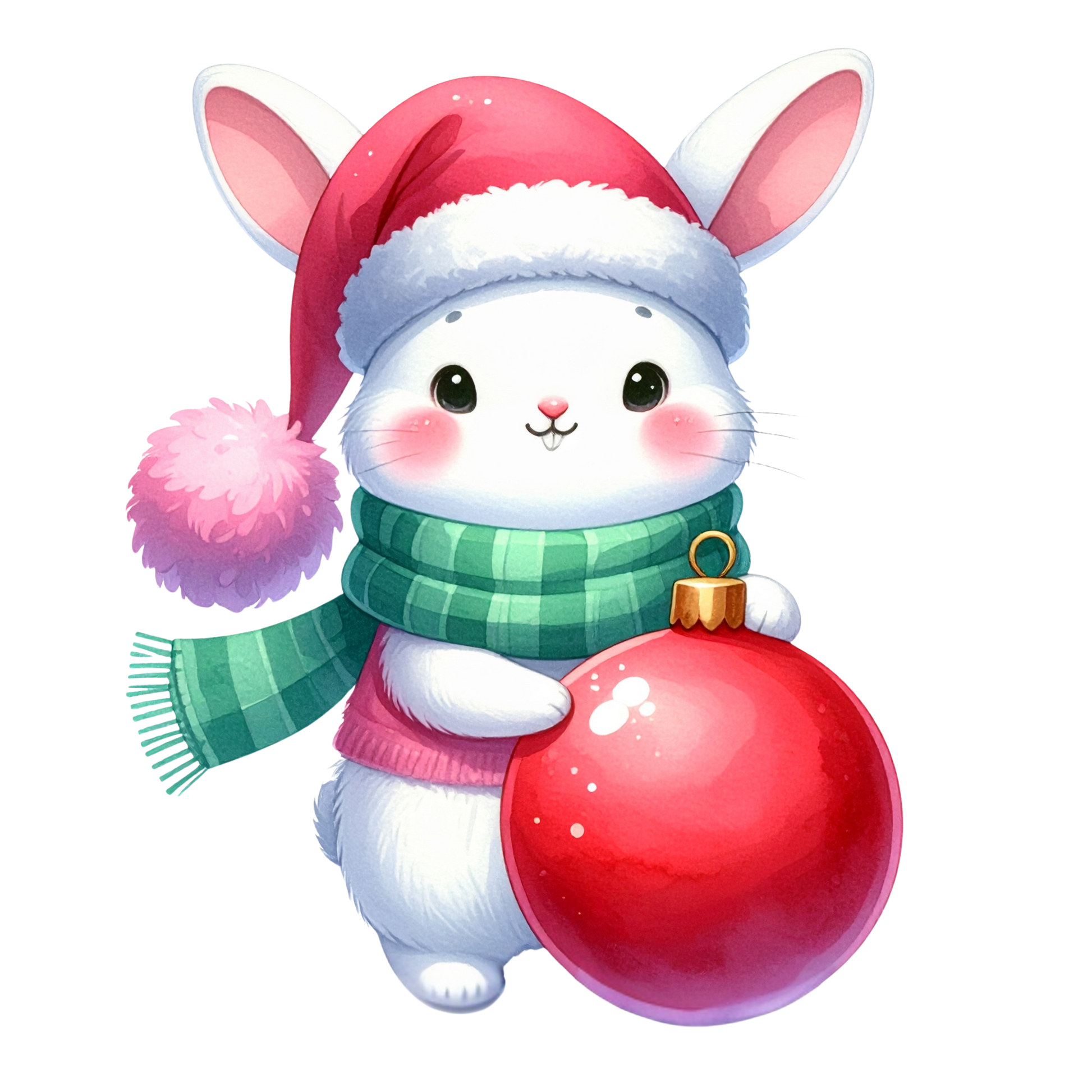 Watercolor Christmas Animals Clipart PNG 10