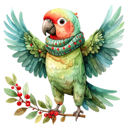 Watercolor Christmas Animals Clipart PNG 14