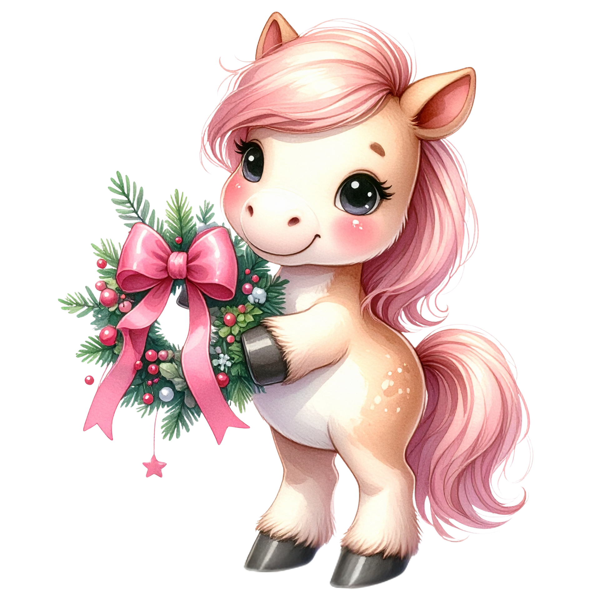Watercolor Christmas Animals Clipart PNG 15