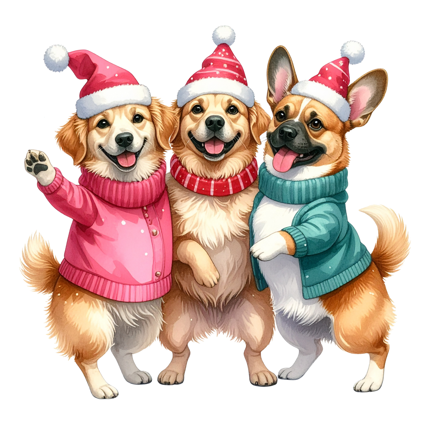 Watercolor Christmas Animals Clipart PNG 16