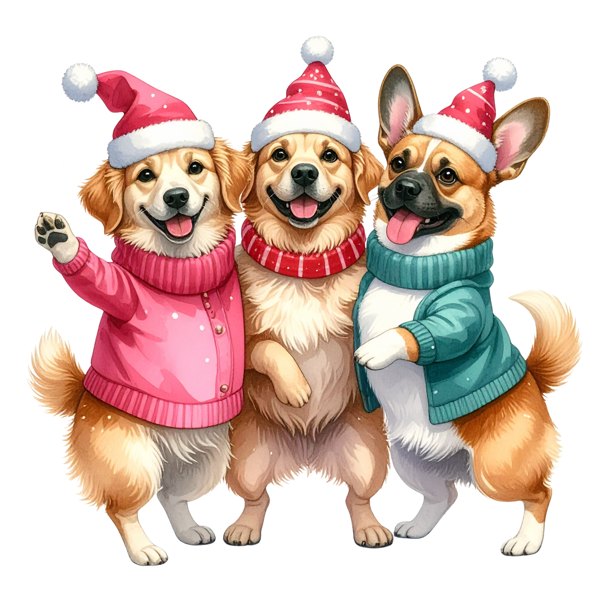Watercolor Christmas Animals Clipart PNG 16