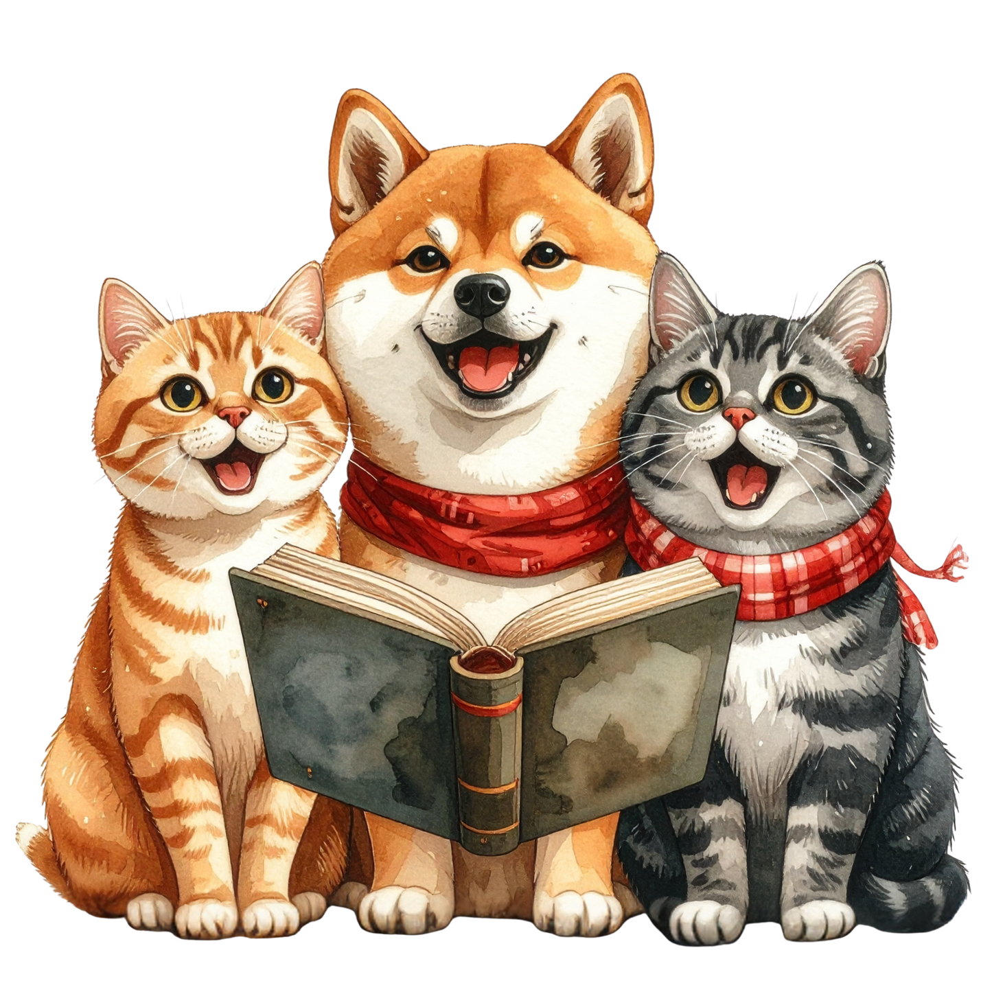 Watercolor Christmas Animals Clipart PNG 17