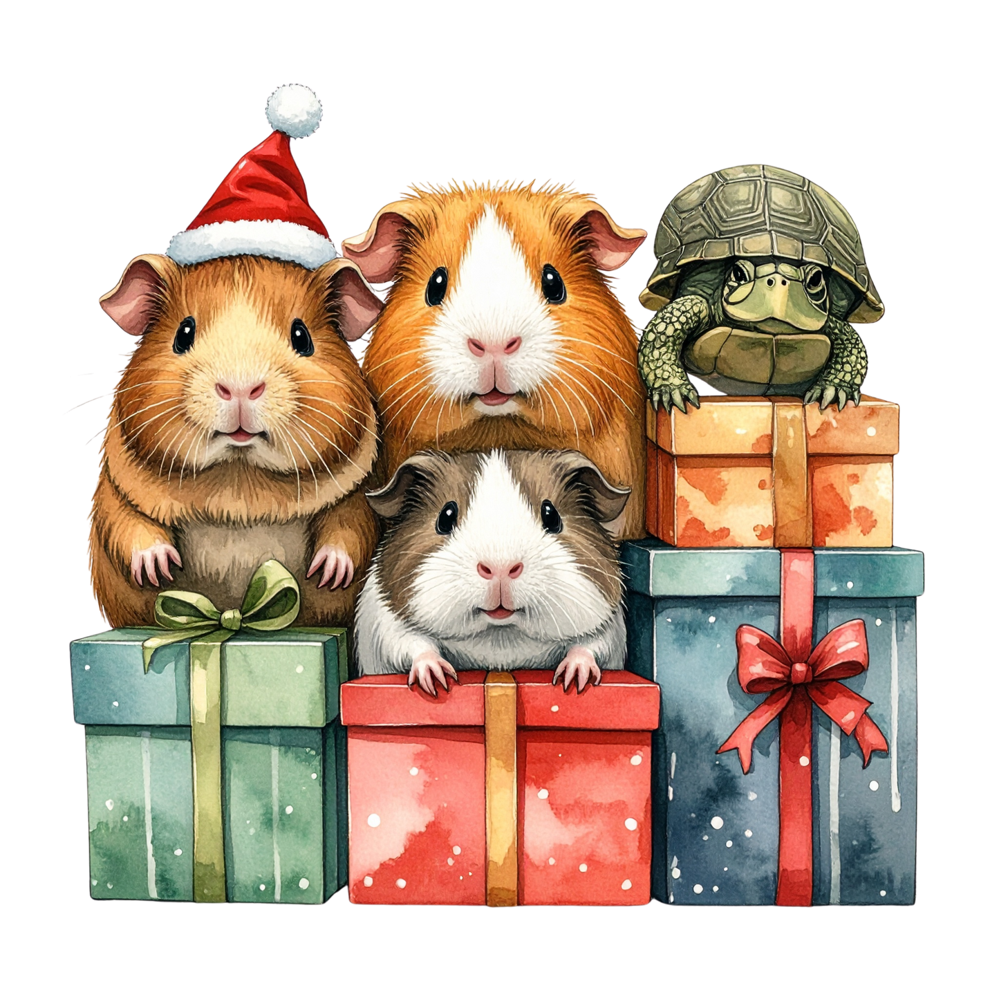 Watercolor Christmas Animals Clipart PNG 19