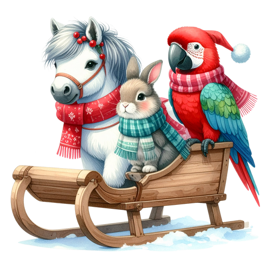 Watercolor Christmas Animals Clipart PNG 20