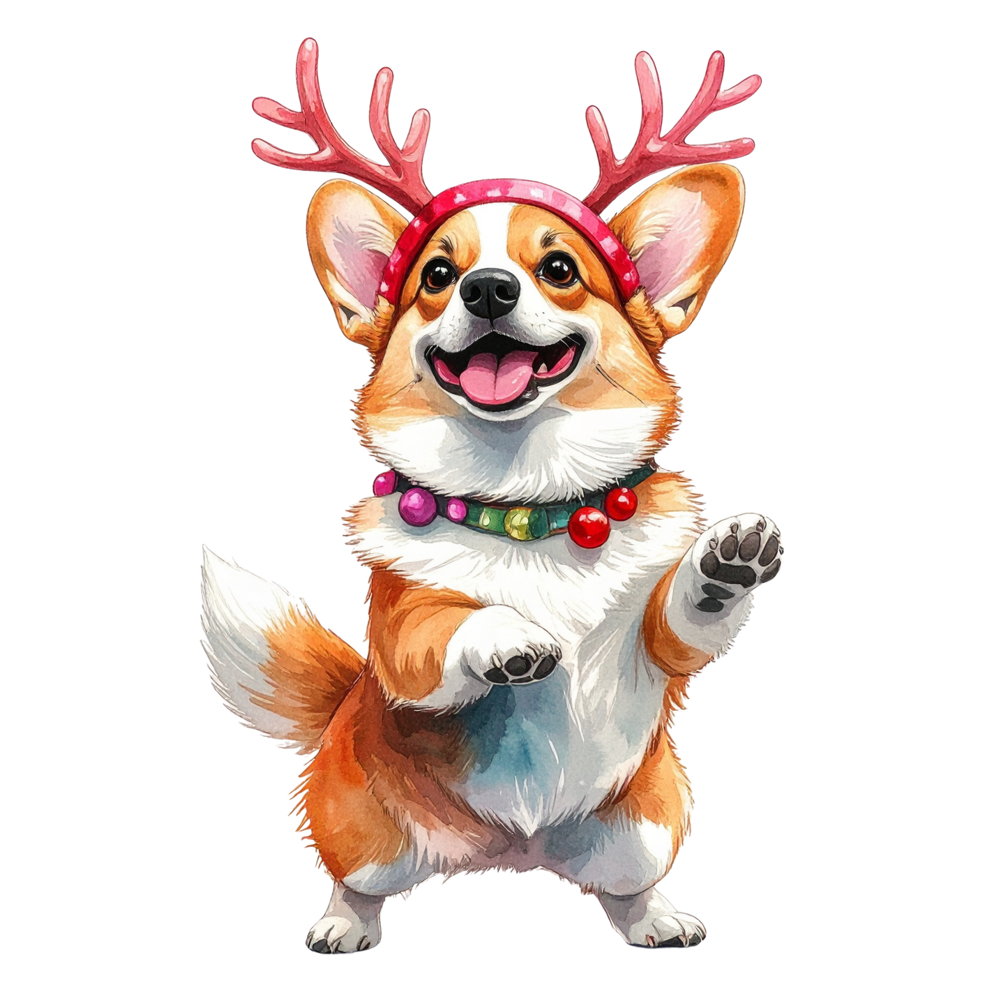 Watercolor Christmas Animals Clipart PNG 4