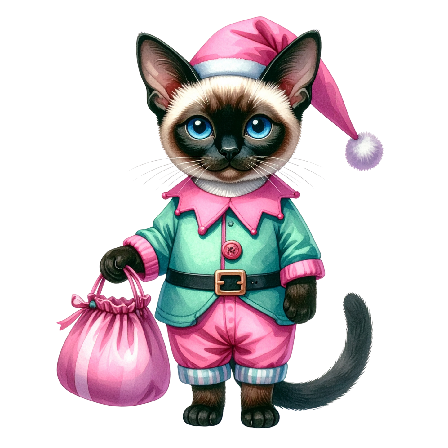 Watercolor Christmas Animals Clipart PNG 6