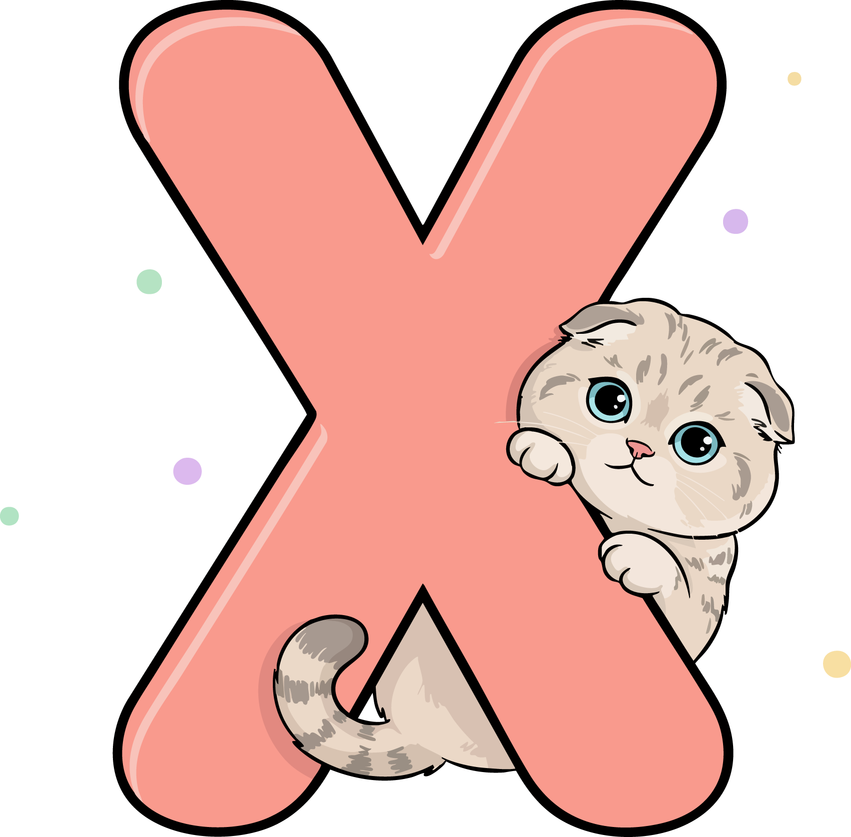 X Cat Theme Clip Art Alphabet PNG