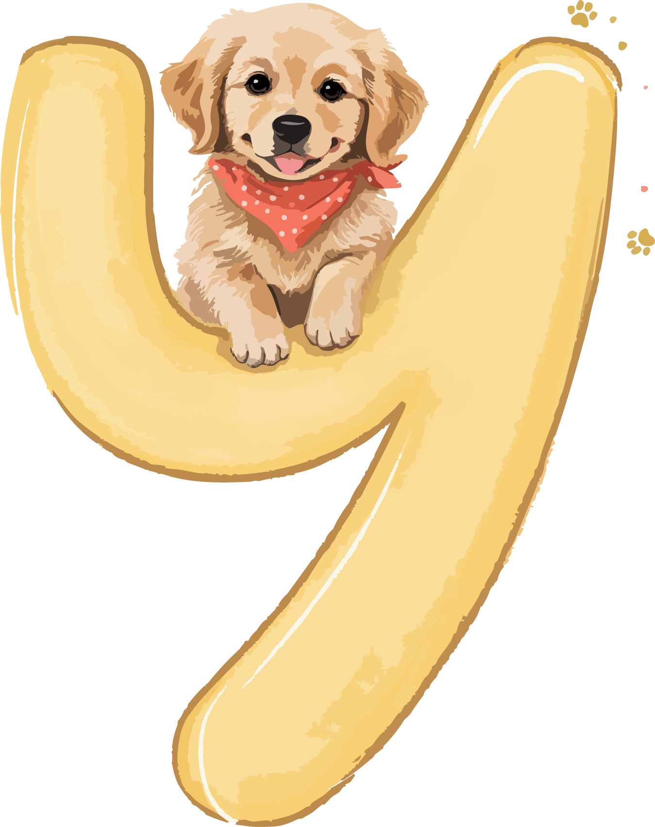 Y Dog Theme Watercolor Alphabet PNG