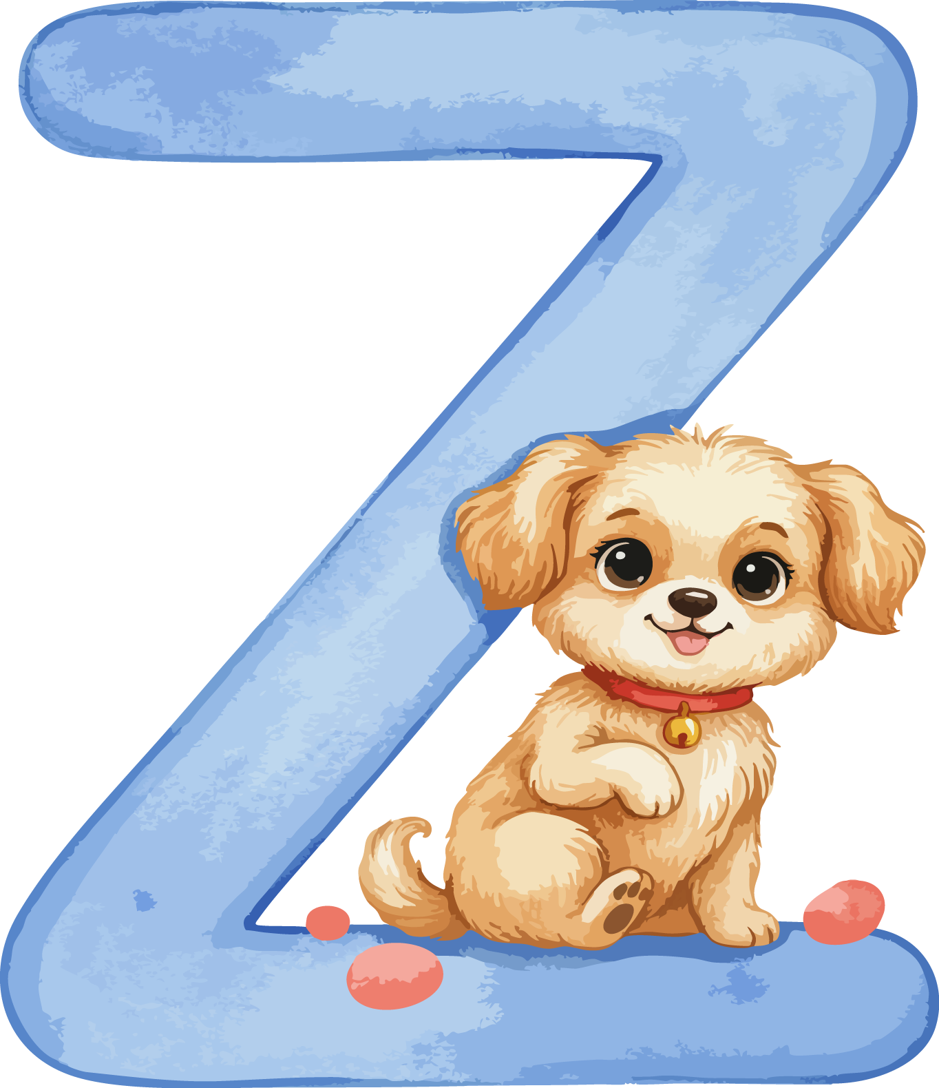 Z Dog Theme Watercolor Alphabet PNG